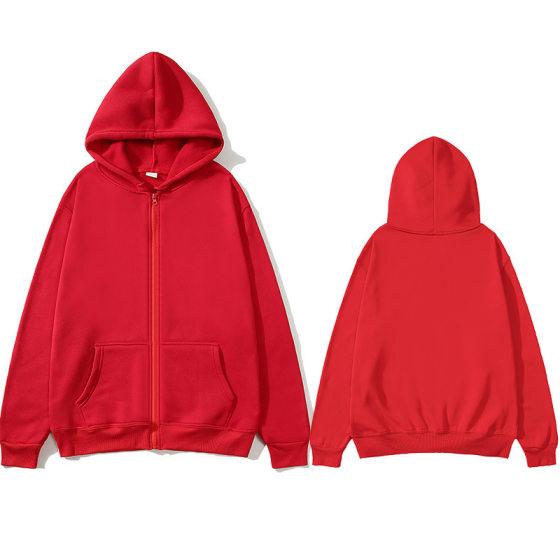 Cross-border European and American men's and women's cardigan hooded sweater solid color zipper shirt sportswear autumn and winter fleece jacket 15 colors