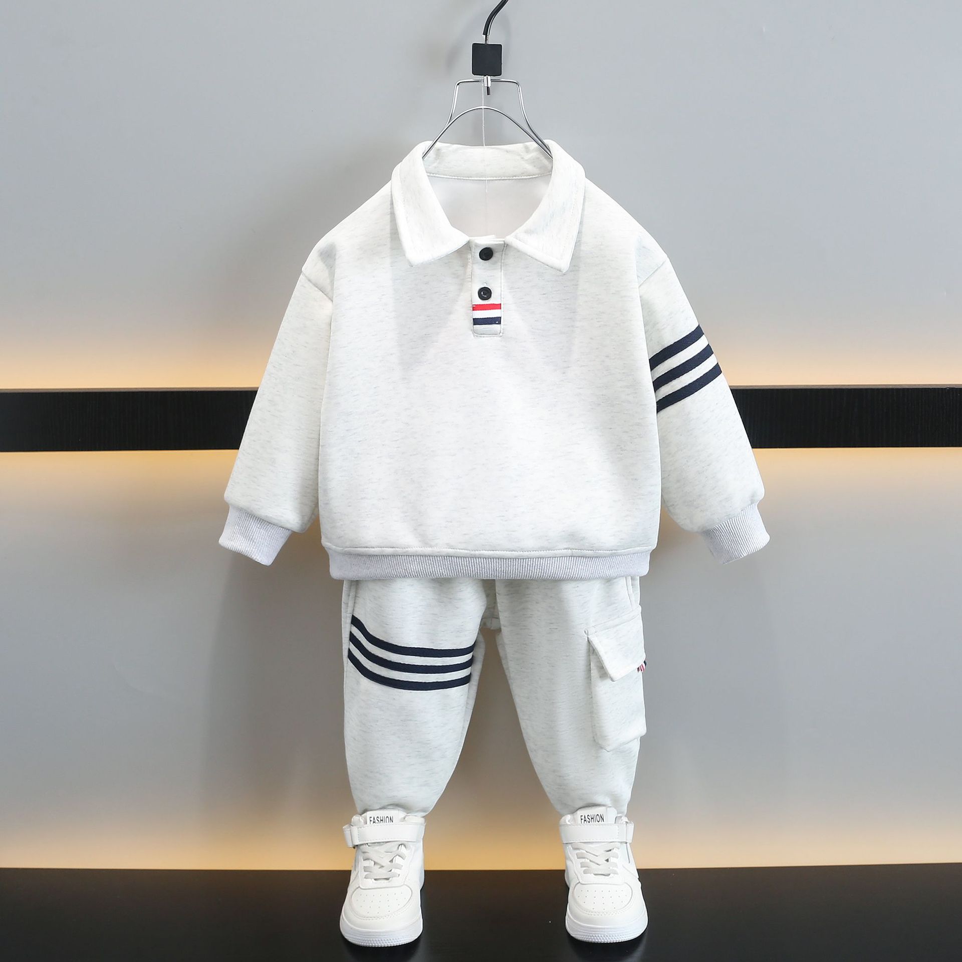 7078 traje de camisa POLO para niños 2025 nueva ropa de primavera y otoño ropa deportiva para niños suéter de primavera de dos piezas