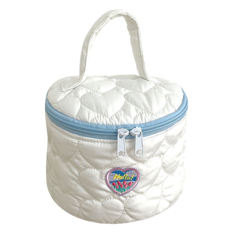 Amazon transfronterizo suministro/INS lindo acolchado amor bolsa de cosméticos bolsa de almacenamiento redondo