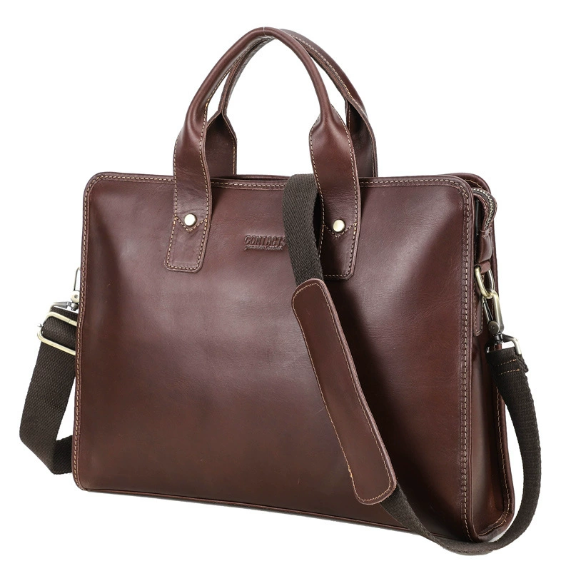 黑天使 Retro leather bag for leisure, 14inch, genuine leather
