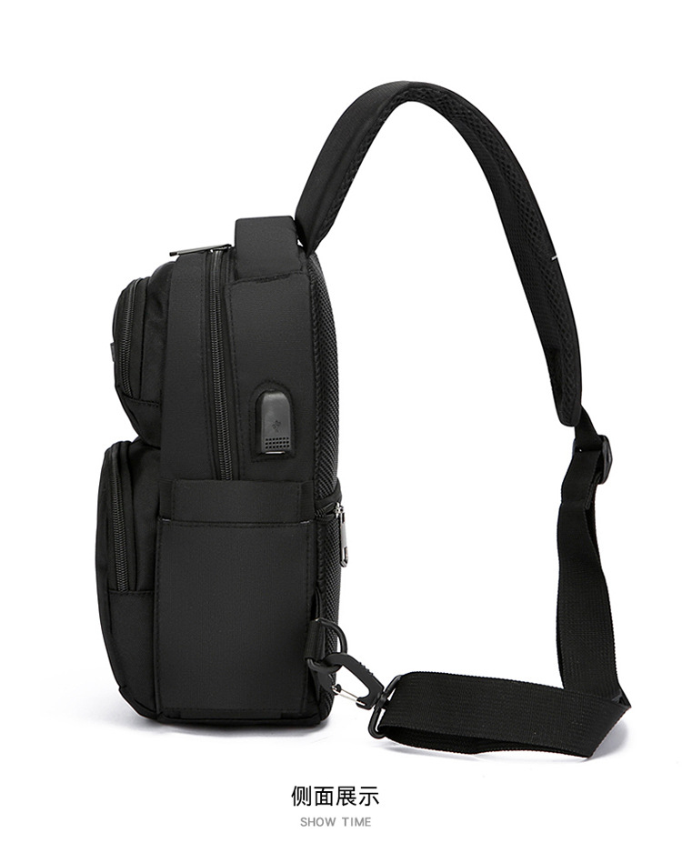 The new men's chest bag for the autumn of 2024, a trendy casual single-shoulder bag, a cross-border water-resistant rechargeable crossbody bag undefined