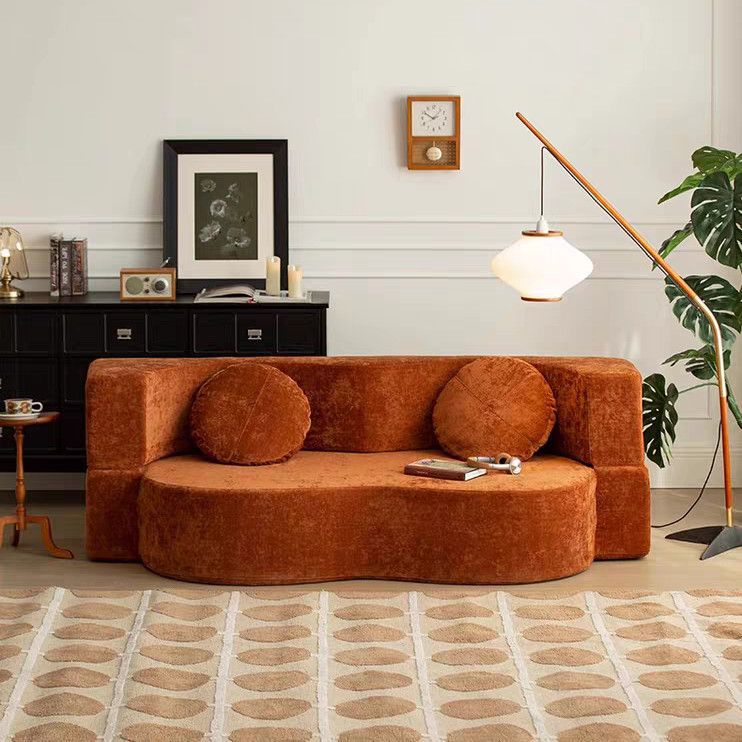 Vacuum Compressed Antique Fabric Sofa Living Room Foldable Removable and Washable Double or Three Person Straight Row Retro Dual-Purpose Sofa Bed