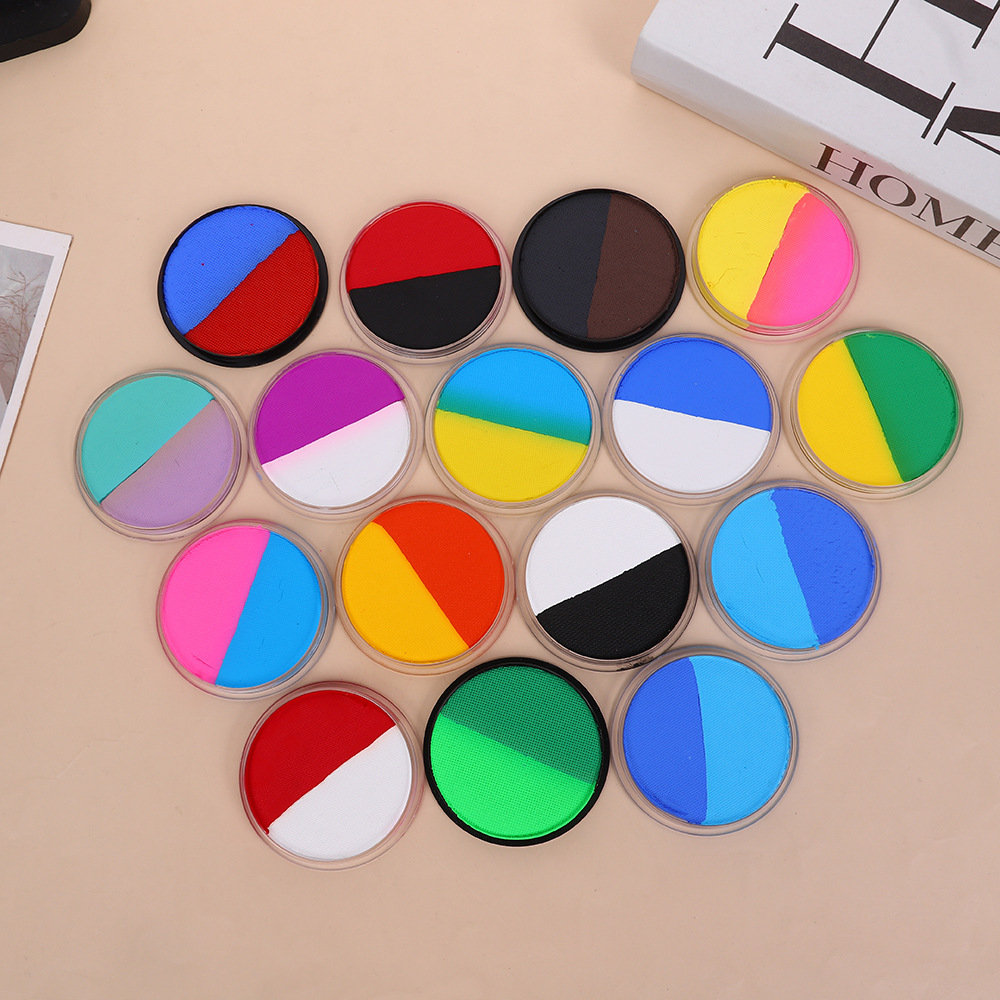 30g de gran capacidad doble color pigmento de pintura corporal soluble en agua para niños pintura facial maquillaje festivo