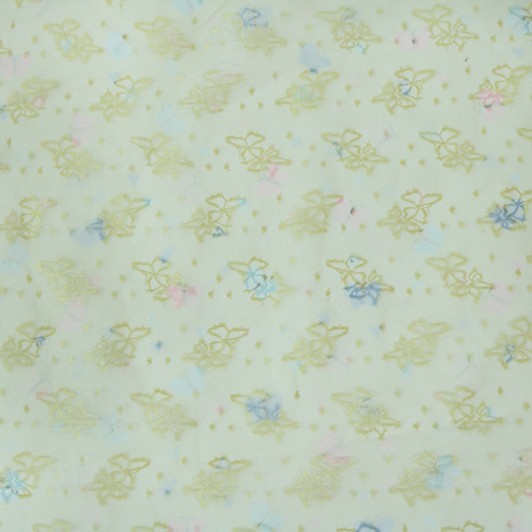 2024 nueva tela primavera-verano tela impresa de malla de encaje mariposa chapa de ropa infantil tela