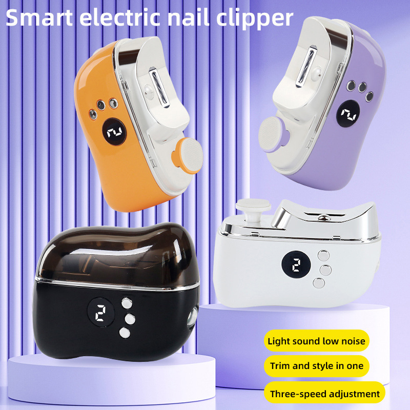Cross-border electric nail clipper 3-in-1 anti-pinch nail cutter with 3-level adjustment and digital display, a nail trimming tool Cross-border electric nail clipper 3-in-1 anti-pinch nail cutter with 3-level adjustment and digital display, a nail trimming tool
