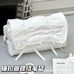 韩系ins风抽拉蝴蝶结笔袋奶呼呼高颜值大容量学生文具盒收纳袋