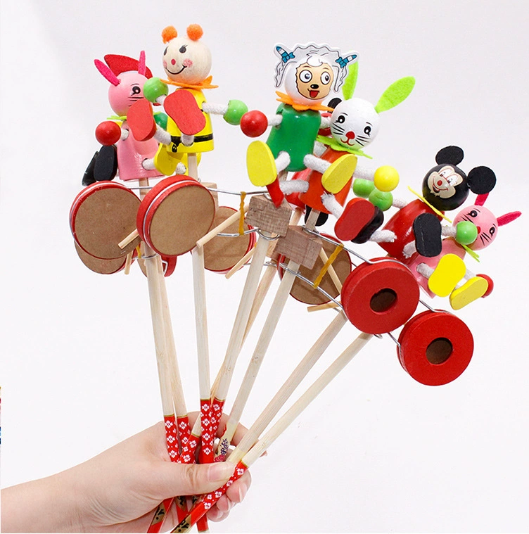 Кукольный ручной барабан, счастливый деревянный человек, барабан-качалка, уличный киоск, храм, вечеринка, хит продаж, игрушки