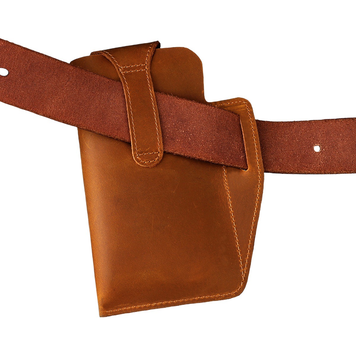 Retro New Waist Bag Wearing Belt Mobile Phone Waist Bag Genuine Leather Men's Waist Bag Crazy Horse Leather Outdoor Sports Tactical Bag