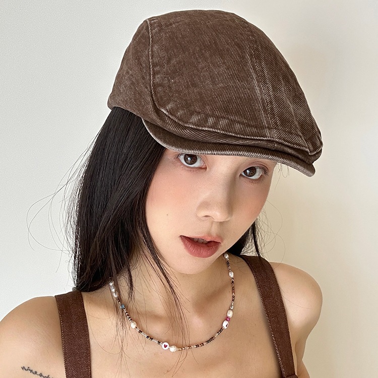 高级感水洗牛仔帽子女辣妹百搭鸭舌贝雷帽新款美式复古做旧前进帽|undefined