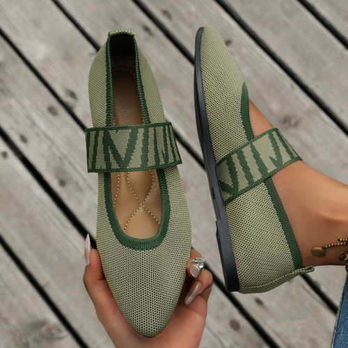 Women's Flat Knit Pointed Toe Slip-On Retro Breathable Colorblock Loafers for eBay