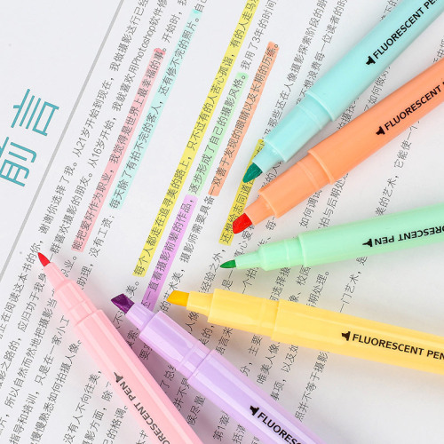 New Year's fluorescent double-headed 6-color set fluorescent marker pen student exam review key marker pen oblique head graffiti
