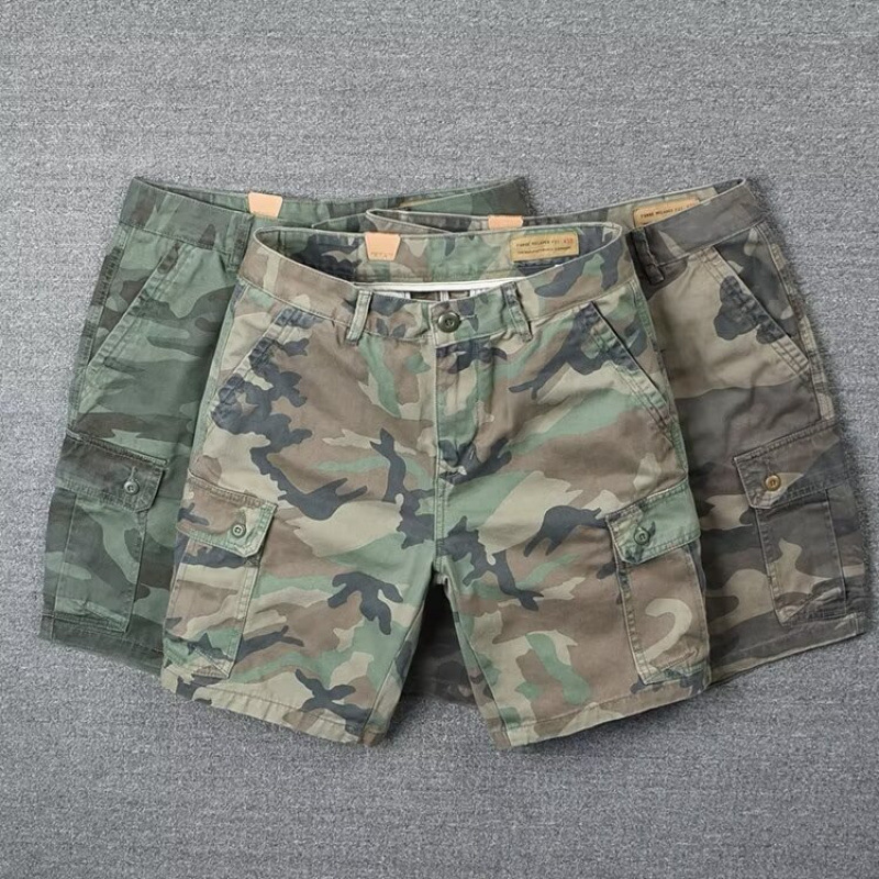 Summer Cargo Shorts Men's Trendy Brand Ins Camouflage Loose Casual Trendy Versatile Korean Style Five-Quarter Pants Cross-Border Export