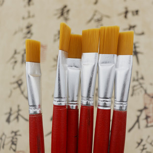 Children's Gouache Oil Painting Industrial Watercolor Brush Set Acrylic Paint Brush Art Head Red Rod Flat