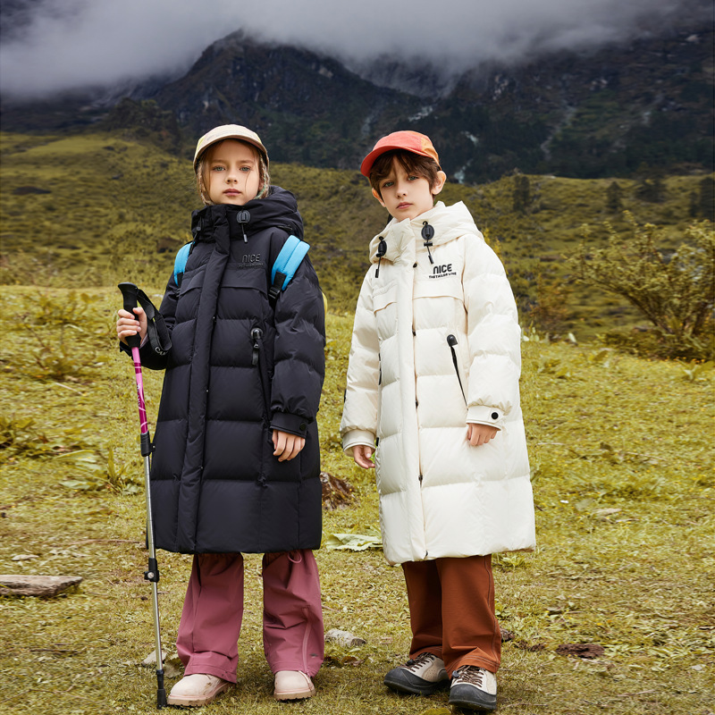 3QR女童中长款2024冬季新款童装男童中大童加厚儿童羽绒服外套批