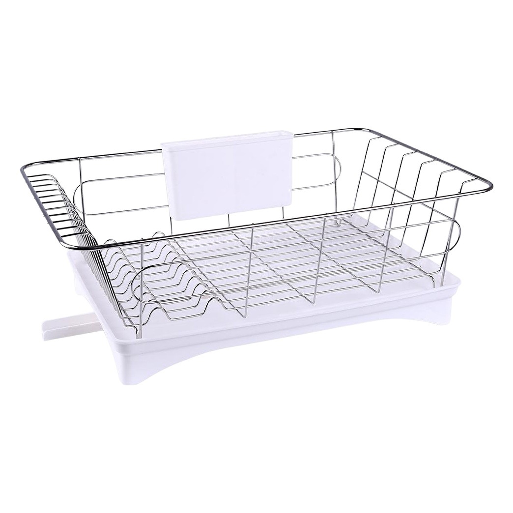 Estante de almacenamiento de cocina de acero inoxidable vajilla cuenco plato caja de almacenamiento estante de drenaje hogar de una sola capa estante de plato de doble capa