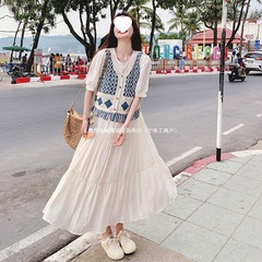 马甲连衣裙两件套套装裙2025夏季新款韩版宽松遮肉显瘦气质长裙女