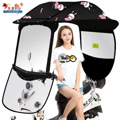 Rainproof Thickened Electric Vehicle Elektromobil üçün ön şüşə çətiri (günlük) - new-hard-curtain-awning-black