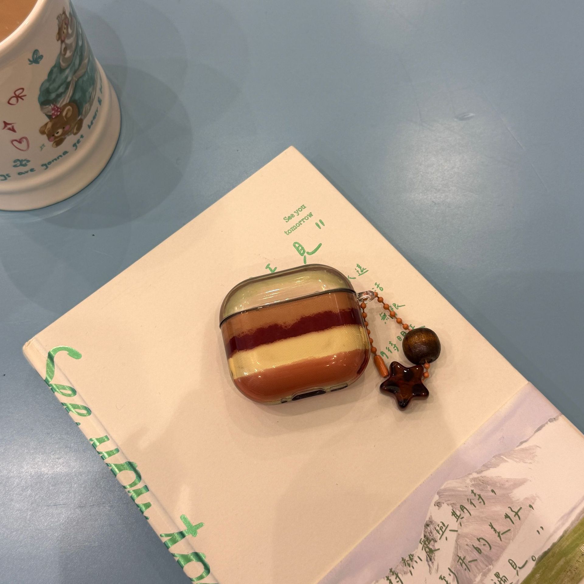 Coreana estereoscópica rayas gemas para Airpods nueva 3 / 4 generación Pro2 auriculares cubierta 1 / 2 colgante Pro pareja