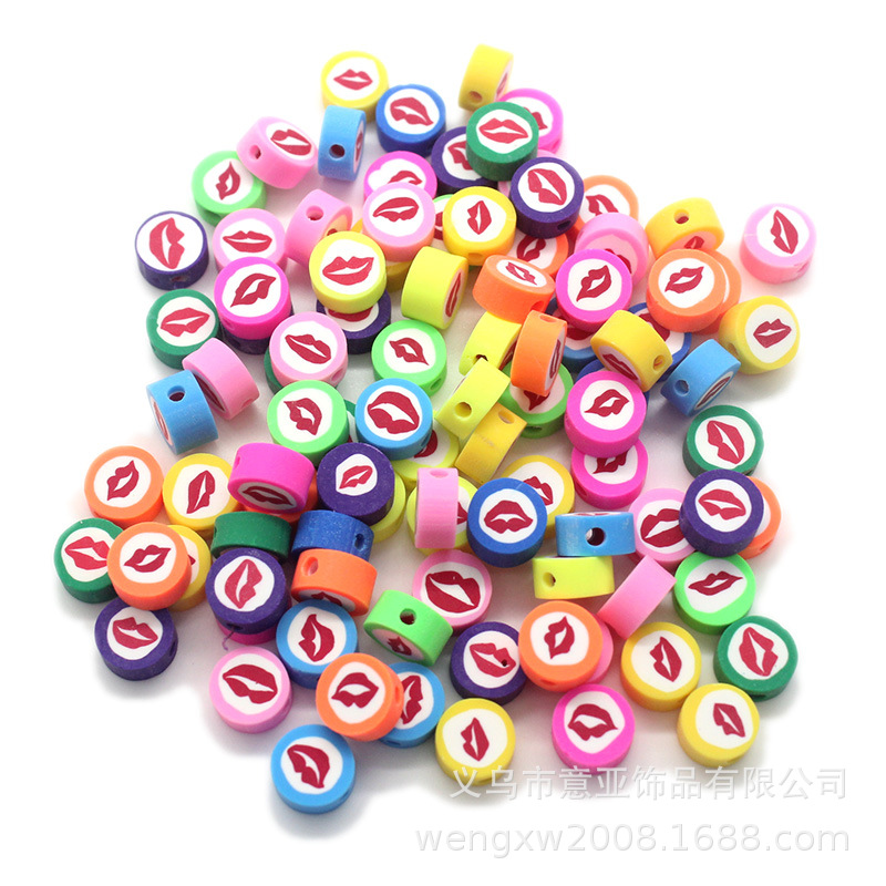 Cuentas de cerámica suave DIY, caras sonrientes, sueltas para pulseras y collares