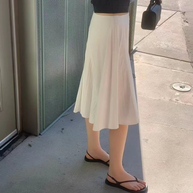 Fan Sun·Xh2026 New Summer Style Korean Dongdaemun Ou*Ce Lace Splicing High-Waisted Slimming A-Line Skirt Fan Sun·Xh2026 New Summer Style Korean Dongdaemun Ou*Ce Lace Splicing High-Waisted Slimming A-Line Skirt