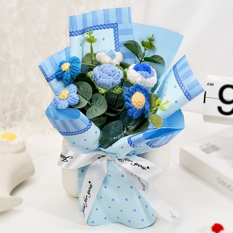 Flor de lana tejida a mano ramo de flores de girasoles flores de punto flor de simulación comercio exterior transfronterizo amazona