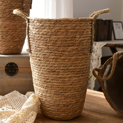 Nordic grass woven flower basket large vase decoration living room flower arrangement full of stars dried flowers modern simple rattan flower pot