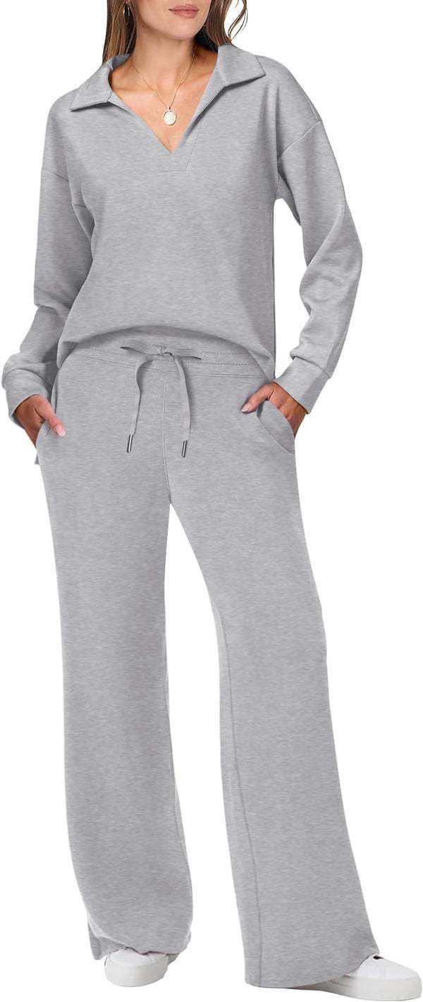 Women's Pant Set Autumn Winter Solid Colour Lapel Professional Suit_voghion.com