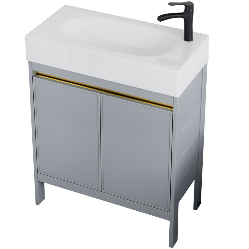 Ultra-estrecho tipo de piso espacio de aleación de aluminio baño gabinete combinación pequeño apartamento lavado de manos lavabo de baño lavabo piscina