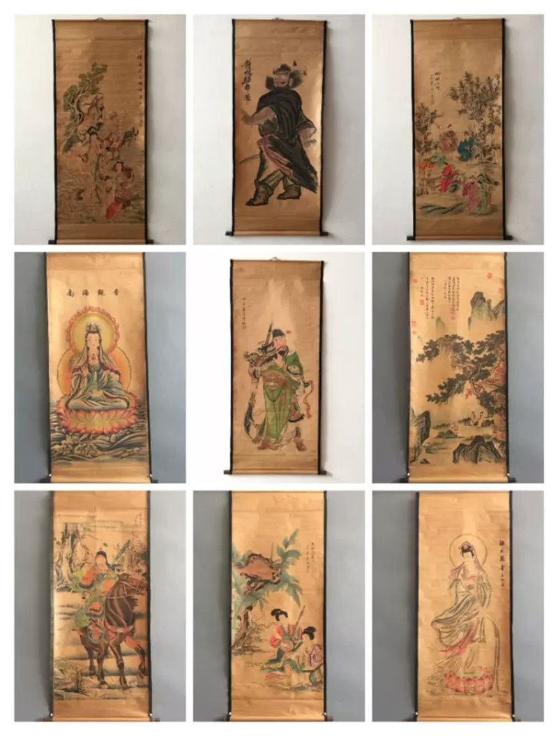 古玩杂项仿古做旧名人字画卷轴画中堂画复古室内装饰画挂画