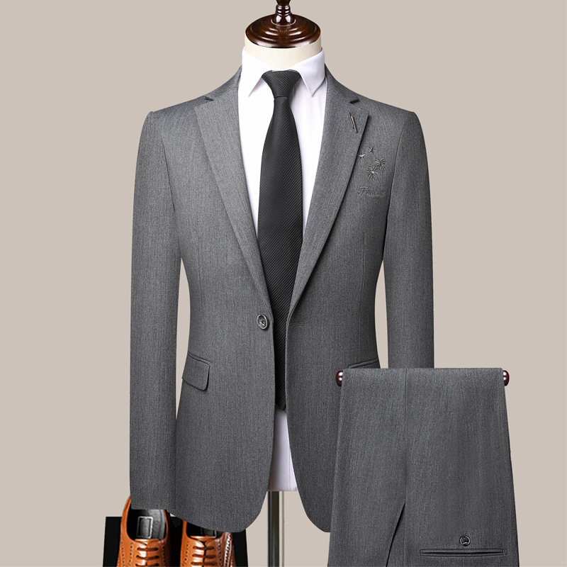 Suit suits men's suit dresses fashion slim small suits two-piece Korean casual jacket occupation dress