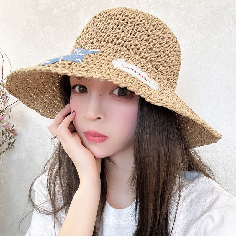 Summer beach woven universal sun hat solar-powered