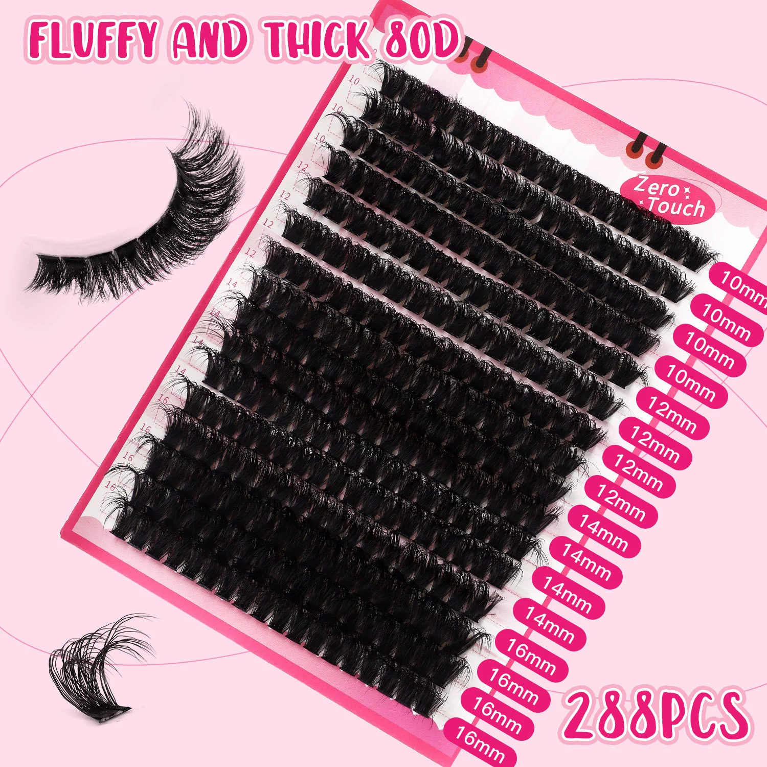 False eyelash kit DIY, capacious dense European style, separate cluster lashes with tools