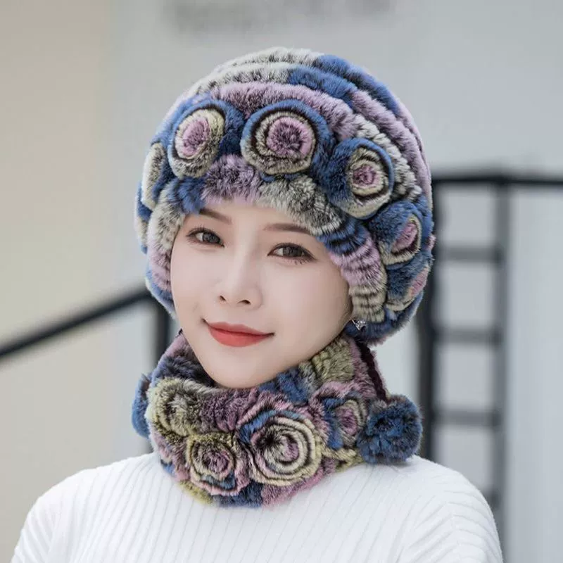 Женская осенне-зимняя теплая шапка из кроличьего меха, модная шапка для защиты ушей, толстая универсальная двусторонняя меховая шапка для мам.