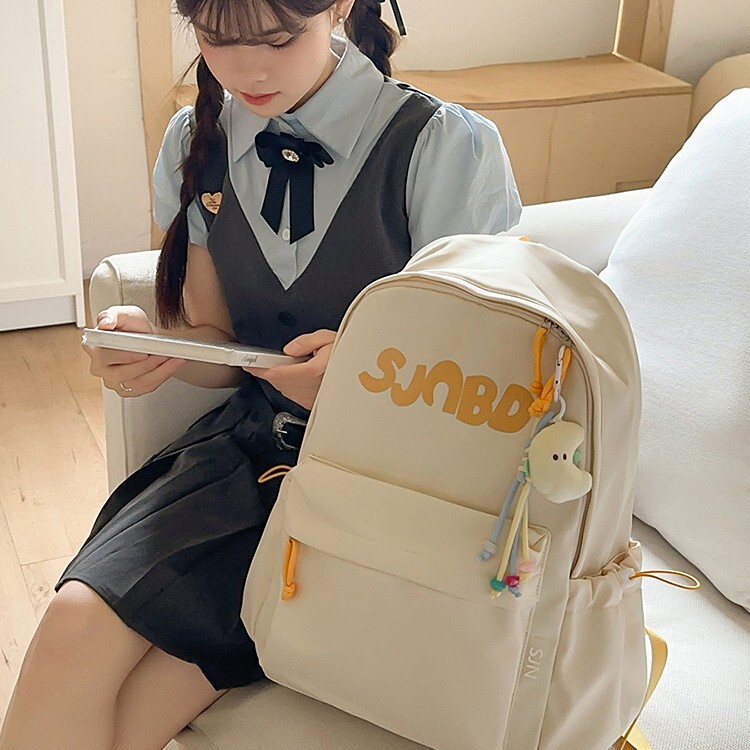 2025 新レトロスクールバッグ女子中学生大容量バックパック学生軽量バックパックコンピュータバッグバックパック|undefined