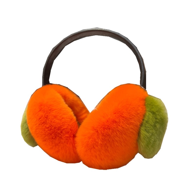 Real Rex conejo piel caqui orejeras Corea del Sur lindo felpa orejeras invierno piel orejeras estirable