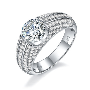 S925 Silver Moissanite Men's Ring 1/2 Carat Thick K Gold Plated Moissanite Ring Wholesale Factory Delivery Ring