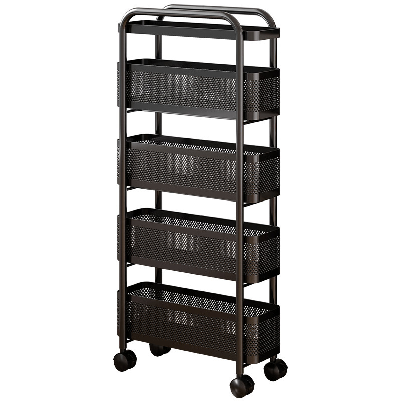 Estante de almacenamiento de cocina carro pequeño piso botella de condimentos multicapa estante de almacenamiento de frutas y verduras estante de almacenamiento de hendidura estrecha móvil