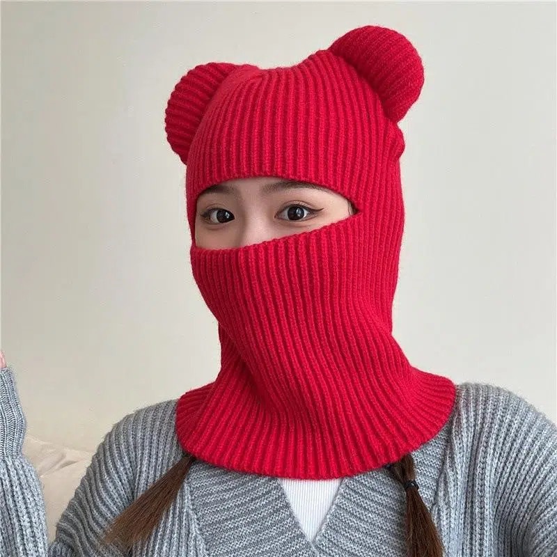 Warme Radfahren Caps Winter Gestrickte Ski Schal Hut Bär Ohr Sturmhaube Hut Bonnets Beanie für Männer Frauen Outdoor Sport Mit Kapuze – Detail 7