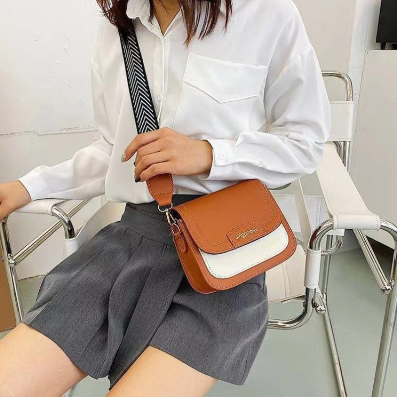 新款甜美撞色PU女感磁扣小方包潮斜挎包|undefined
