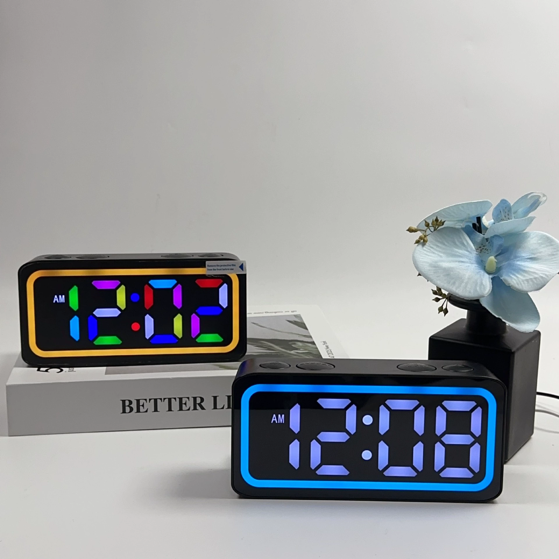 Трансграничные настольные часы с большим экраном, светящиеся цифровые часы, бесшумные умные светодиодные зеркальные часы для гостиной, многофункциональные декоративные часы