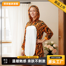 跨境法兰绒卡通动物连体睡衣冬季宅家保暖带尾巴派对主题服装睡衣