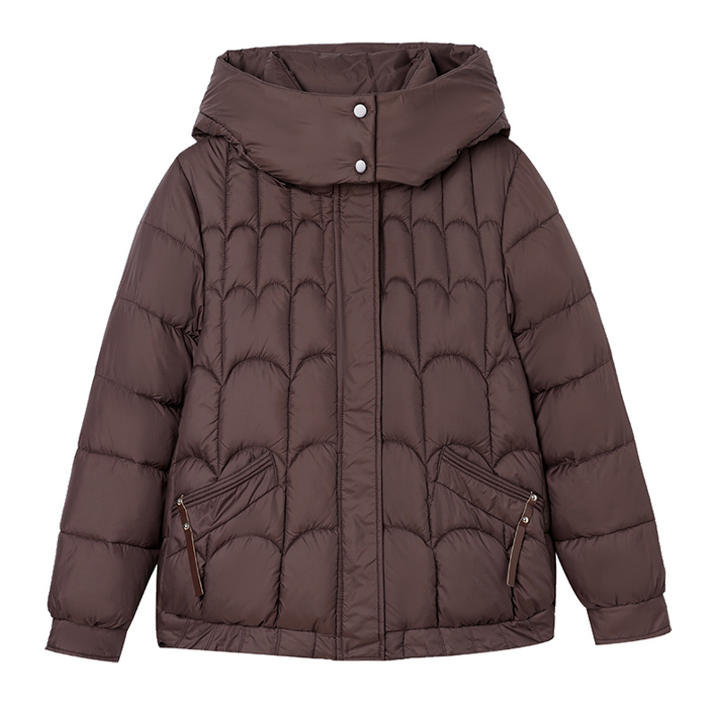 2025 nuevo invierno corto pequeño vestido de algodón de viento fragante con capuzas de pan universal chaqueta de algodón delgada