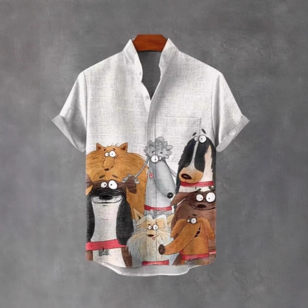 2025 Summer New Men's Cat Warrior New Product Funny Short Sleeve T-Shirt Men's Fashion Sports Casual Shirt