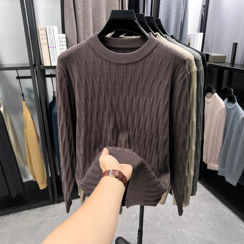 Suéter de alta sensación de moda para hombres Jacquard con camiseta de punto nuevo otoño y invierno casual suéter de ropa de hombre