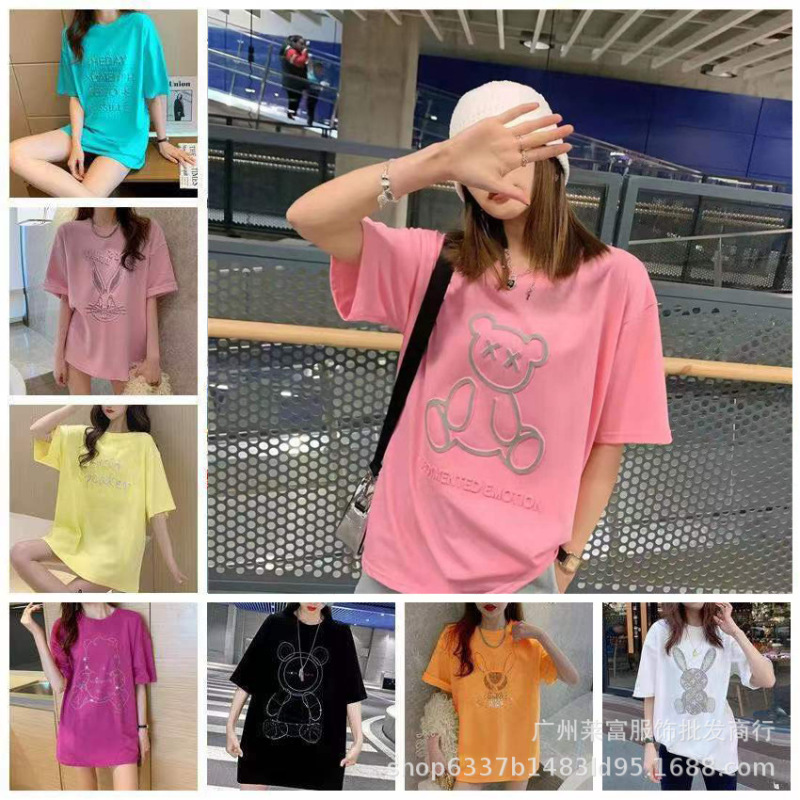 2025夏の露店製品メーカー卸売り女装半袖tシャツ数元服装ランニング量10元モデル|undefined