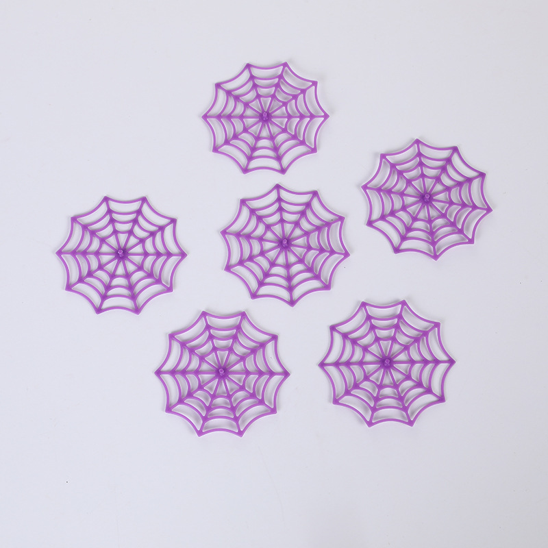 Mini telaraña de halloween, pequeña telaraña de color, dibujos animados de plástico, pequeña telaraña, accesorios decorativos a mano DIY