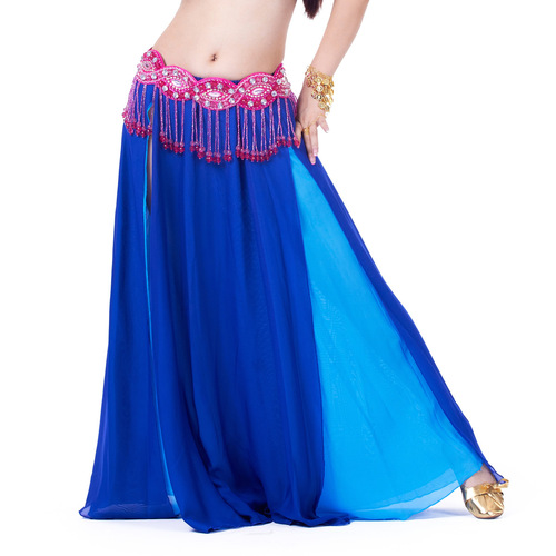 Double slit chiffon skirt, belly dance sexy skirt, dance skirt, belly dance stage performance skirt
