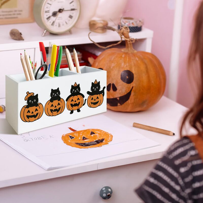 Cosmetics Storage Box, Stationery, Punch-Free Partition, Halloween Storage Tableware, Cute Storage Artifact, Multi-Grid Pen Holder