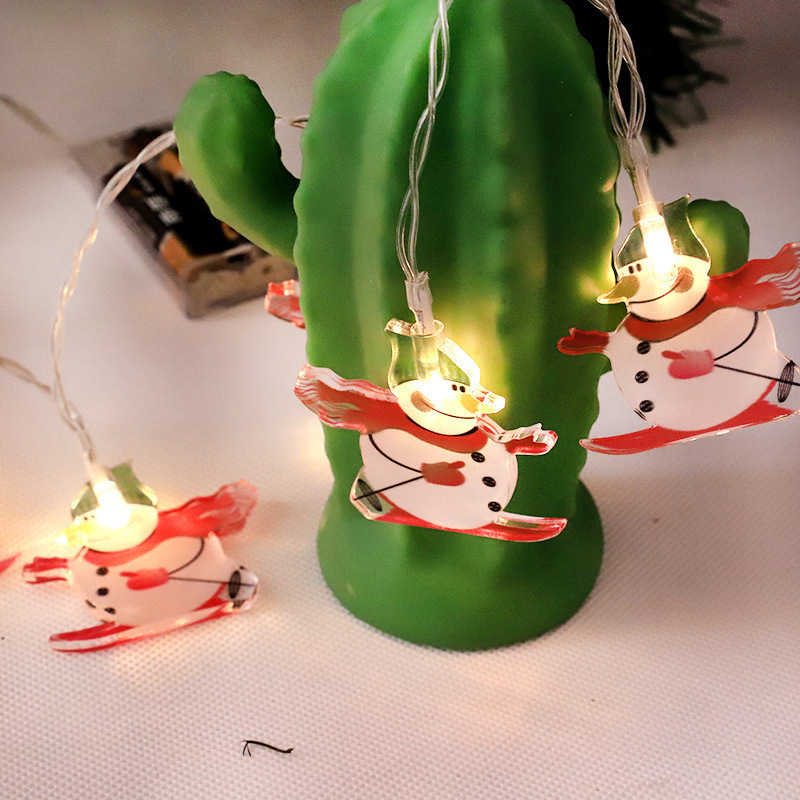 Decoraciones navideñas, Papá Noel brillante, muñeco de nieve de Navidad, arreglo de cadena de luces, decoraciones colgantes para árbol de Navidad, linternas pequeñas led