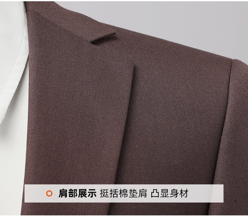 Bộ vest nam pha len dáng ôm, áo vest một hàng cúc cổ bẻ phẳng, quần xẻ tà sau giữa — Màu nâu Mocha chi tiết 21